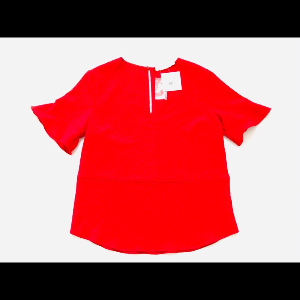 Lush Red Blouse Textured Top V neck size S New
